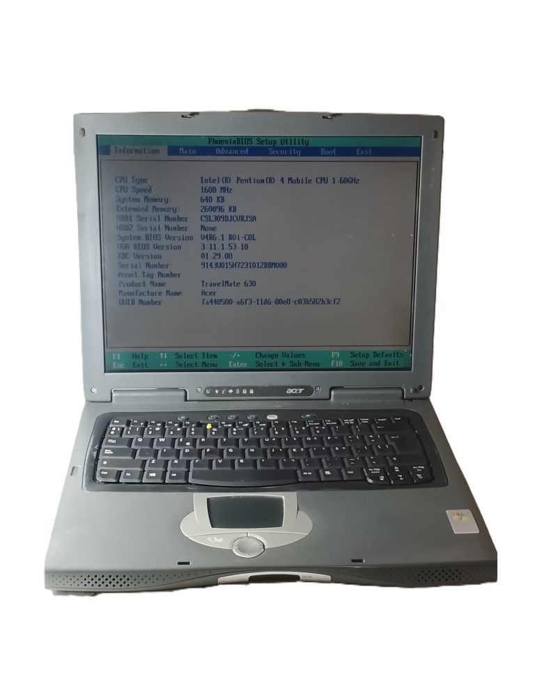 LAPTOP RETRO ACER TRAVELMATE 630 2004 PARA PIEZAS
