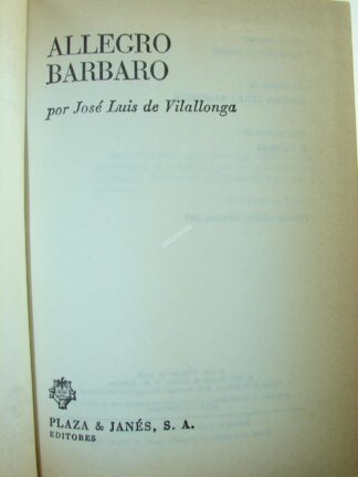 Allegro Barbaro 1977 Luis De Villalonga 1ra Ed