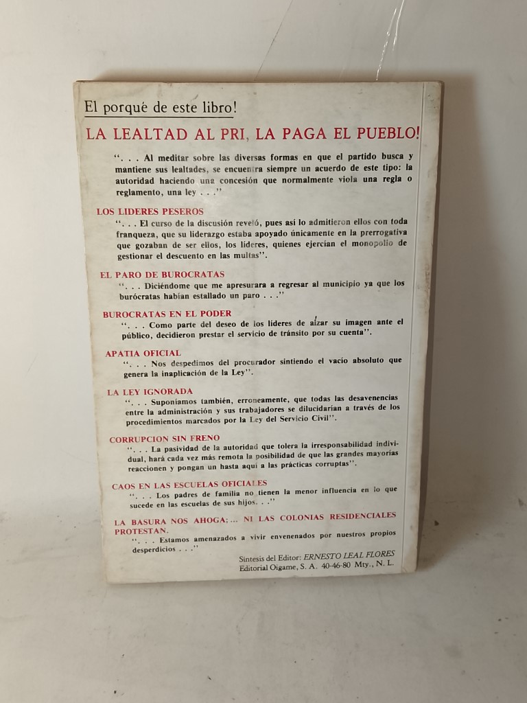 CORRUPCION Y BUROCRACIA MUNICIPAL, JAVIER LIVAS 1983 - Imagen 3